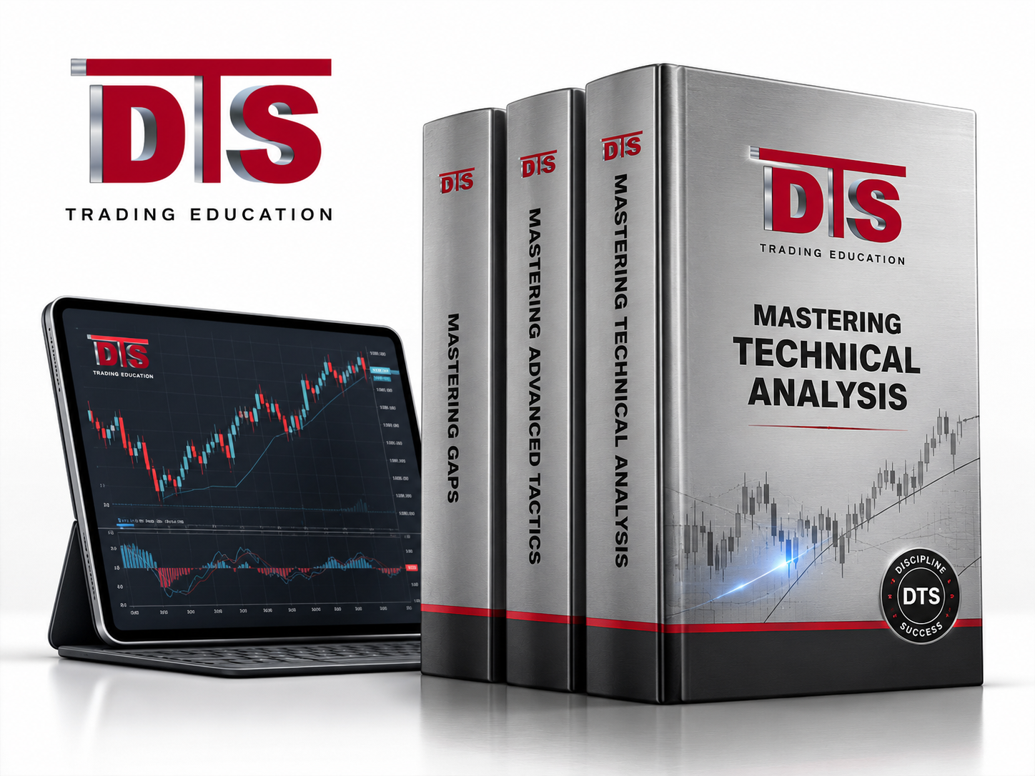 DTS Seminar Program materials with trading manuals and technical analysis charts